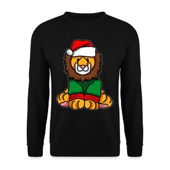 Lion with Christmas Sweater - Unisex Sweatshirt - black - Front - Alina (178cm) & Michal (187cm)