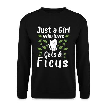 Just A Girl Who Loves Cats And Ficus - Unisex Pullover - Schwarz - Vorne - Alina (178cm) & Michal (187cm)