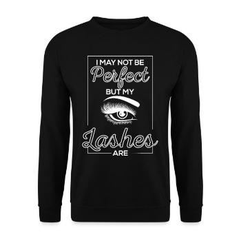 I May Not Be Perfect But My Lashes Are - Unisex Sweatshirt - black - Front - Alina (178cm) & Michal (187cm)
