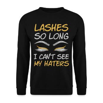 Lashes So Long I Cant See My Haters - Unisex Sweatshirt - black - Front - Alina (178cm) & Michal (187cm)