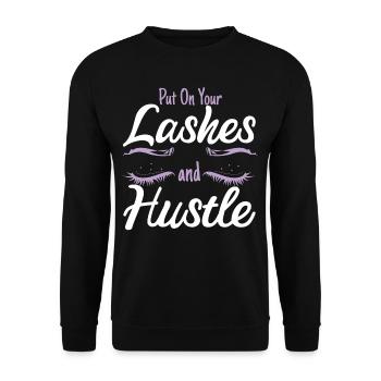 Put On Your Lahes And Hustle Eyelashes - Unisex Sweatshirt - black - Front - Alina (178cm) & Michal (187cm)