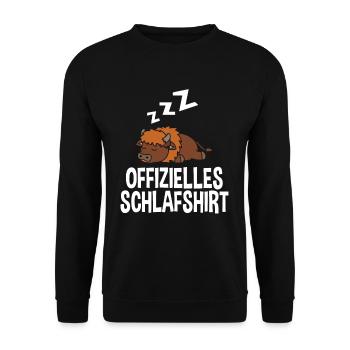 Offizielles Schlafshirt Ochse Büffel - Unisex Pullover - Schwarz - Vorne - Alina (178cm) & Michal (187cm)