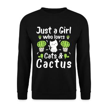 Juste une fille qui aime les chats et les cactus - Sweat-shirt Unisexe - noir - Devant - Alina (178cm) & Michal (187cm)