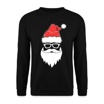 Visage cool du Père Noël avec des lunettes - Sweat-shirt Unisexe - noir - Devant - Alina (178cm) & Michal (187cm)