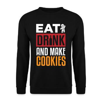 Essen Sie Trinken Und Machen Sie Kekse - Unisex Pullover - Schwarz - Vorne - Alina (178cm) & Michal (187cm)