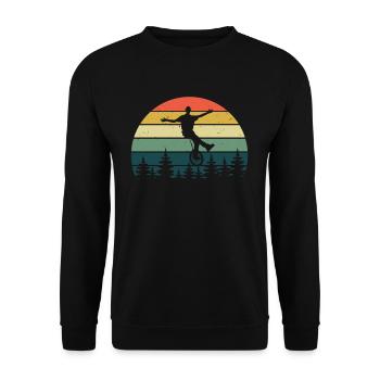 Unicycle Retro - Unisex Sweatshirt - black - Front - Alina (178cm) & Michal (187cm)