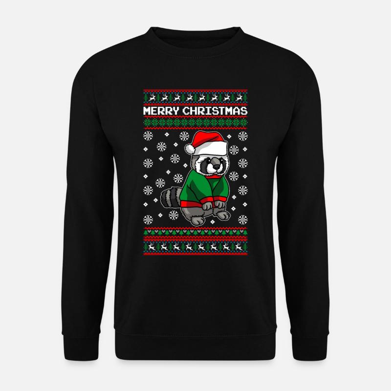 Waschbär mit Ugly Christmas Sweater - Unisex Pullover - Schwarz