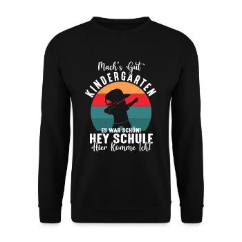 Machs gut Kindergarten Schule Ich Komme Dabbing - Unisex Pullover - Schwarz - Vorne - Alina (178cm) & Michal (187cm)