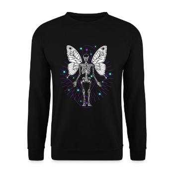 Skeleton Butterfly Dripping Skull Goth - Unisex Pullover - Schwarz - Vorne - Alina (178cm) & Michal (187cm)