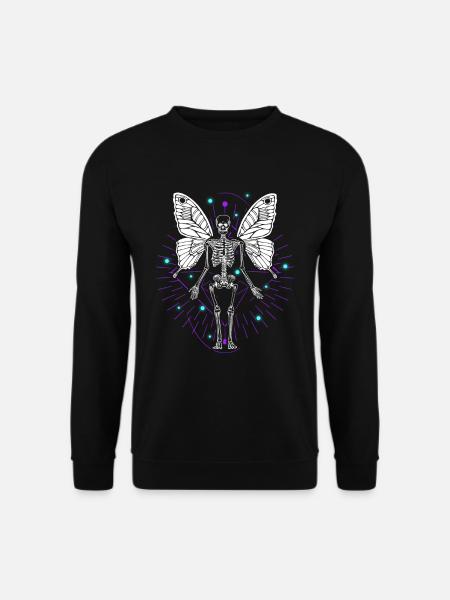 Skeleton Butterfly Dripping Skull Goth - Unisex Sweatshirt - black