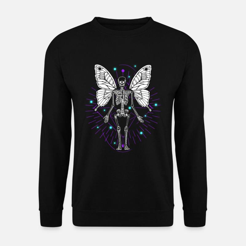 Skeleton Butterfly Dripping Skull Goth - Unisex Pullover - Schwarz