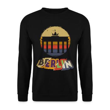 Berlin Germany City Skyline Vintage Retro - Unisex Sweatshirt - black - Front - Alina (178cm) & Michal (187cm)