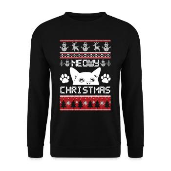 Miaou Chat et pattes de Noël - Sweat-shirt Unisexe - noir - Devant - Alina (178cm) & Michal (187cm)