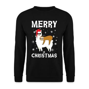 Joyeux Noël Alpaga et Paresseux - Sweat-shirt Unisexe - noir - Devant - Alina (178cm) & Michal (187cm)