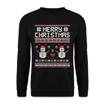 Joyeux bonhomme de neige de Noël - Sweat-shirt Unisexe - noir - Devant - Alina (178cm) & Michal (187cm)