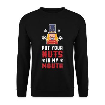 Mets tes noix dans ma bouche - Sweat-shirt Unisexe - noir - Devant - Alina (178cm) & Michal (187cm)