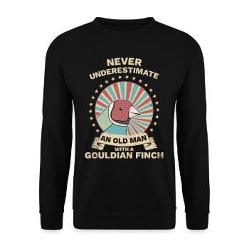 Gouldamadine Estrildidae Gouldian Finch Retro - Unisex Sweatshirt - black - Front - Alina (178cm) & Michal (187cm)