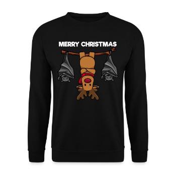 Joyeux renne de Noël sur un arbre avec des chauves-souris - Sweat-shirt Unisexe - noir - Devant - Alina (178cm) & Michal (187cm)