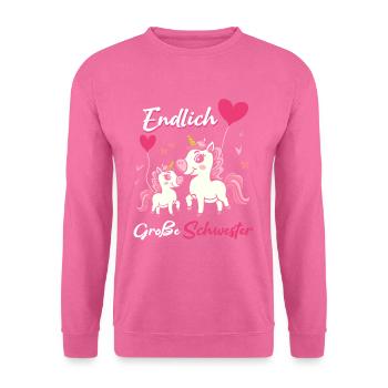 Endlich Große Schwester Einhorn Luftballon - Unisex Pullover - Pink - Vorne