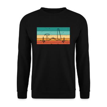 Vintage Herzschlag Schreiner Holzhandwerker - Unisex Pullover - Schwarz - Vorne - Alina (178cm) & Michal (187cm)