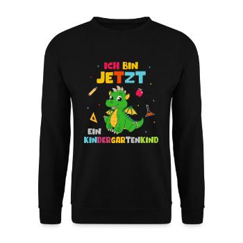 Ich bin jetzt ein Kindergartenkind Drache - Unisex Pullover - Schwarz - Vorne - Alina (178cm) & Michal (187cm)