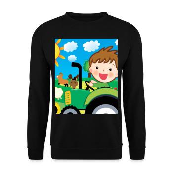 Grüner Traktor Geburtstag Bauernhof Tiere - Unisex Pullover - Schwarz - Vorne - Alina (178cm) & Michal (187cm)