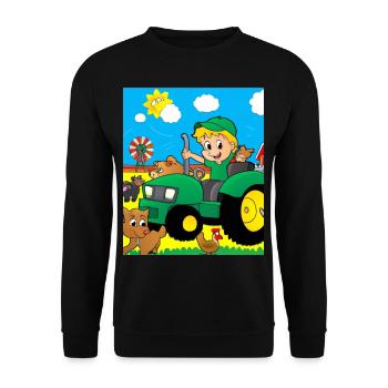 Grüner Traktor Geburtstag Bauernhof Tiere - Unisex Pullover - Schwarz - Vorne - Alina (178cm) & Michal (187cm)