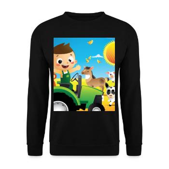 Grüner Traktor Geburtstag Bauernhof Tiere - Unisex Pullover - Schwarz - Vorne - Alina (178cm) & Michal (187cm)