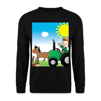 Grüner Traktor Geburtstag Bauernhof Tiere - Unisex Pullover - Schwarz - Vorne - Alina (178cm) & Michal (187cm)