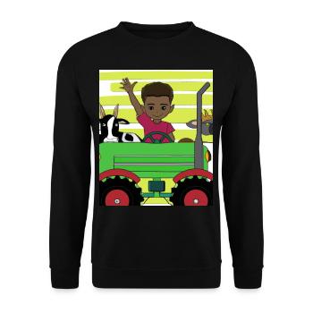 Green Tractor Birthday Anime Farm Animals - Unisex Sweatshirt - black - Front - Alina (178cm) & Michal (187cm)