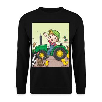 Green Tractor Birthday Anime Farm Animals - Unisex Sweatshirt - black - Front - Alina (178cm) & Michal (187cm)