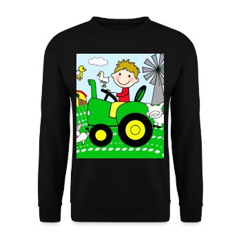 Grüner Traktor Geburtstag Bauernhof Tiere - Unisex Pullover - Schwarz - Vorne - Alina (178cm) & Michal (187cm)