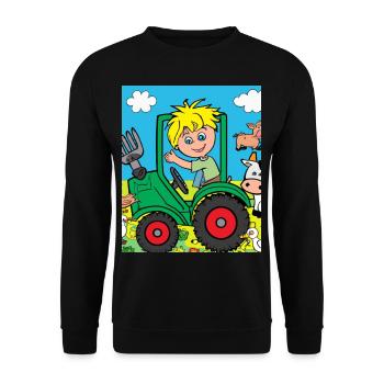 Grüner Traktor Geburtstag Bauernhof Tiere - Unisex Pullover - Schwarz - Vorne - Alina (178cm) & Michal (187cm)