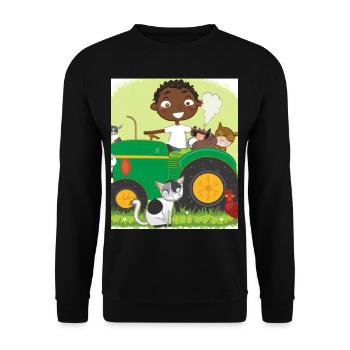 Grüner Traktor Geburtstag Bauernhof Tiere - Unisex Pullover - Schwarz - Vorne - Alina (178cm) & Michal (187cm)
