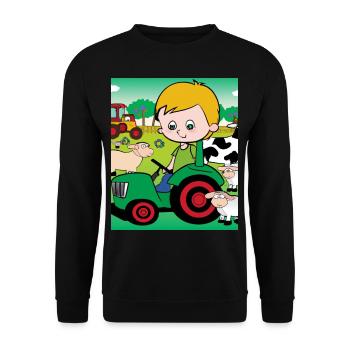 Grüner Traktor Geburtstag Bauernhof Tiere - Unisex Pullover - Schwarz - Vorne - Alina (178cm) & Michal (187cm)