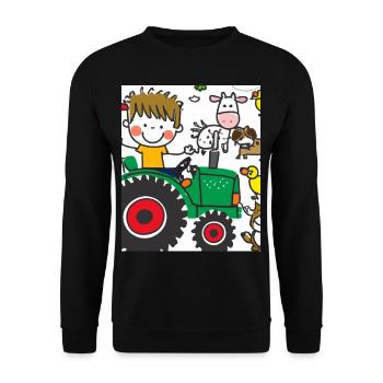 Grüner Traktor Geburtstag Bauernhof Tiere - Unisex Pullover - Schwarz - Vorne - Alina (178cm) & Michal (187cm)