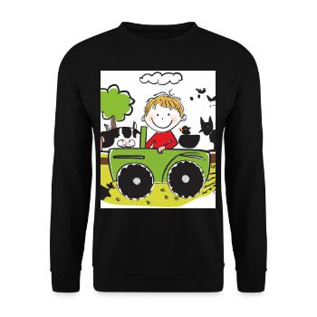 Grüner Traktor Geburtstag Bauernhof Tiere - Unisex Pullover - Schwarz - Vorne - Alina (178cm) & Michal (187cm)