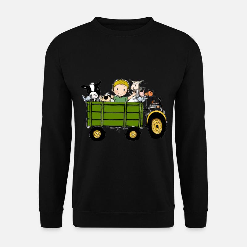 Grüner Traktor Geburtstag Bauernhof Tiere - Unisex Pullover - Schwarz