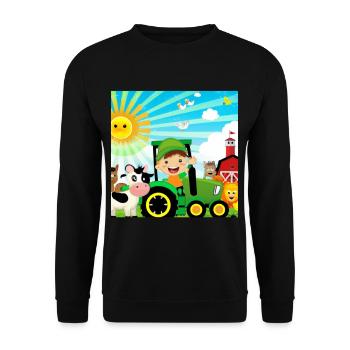 Grüner Traktor Geburtstag Bauernhof Tiere - Unisex Pullover - Schwarz - Vorne - Alina (178cm) & Michal (187cm)