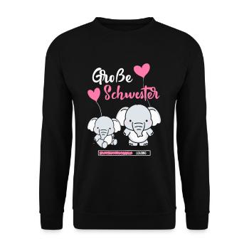 Große Schwester Lädt - Unisex Pullover - Schwarz - Vorne - Alina (178cm) & Michal (187cm)