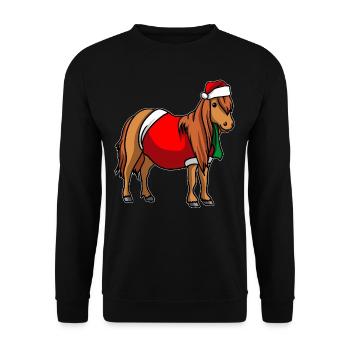 Pony mit Christmas Sweater - Unisex Pullover - Schwarz - Vorne - Alina (178cm) & Michal (187cm)
