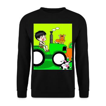 Grüner Traktor Geburtstag Bauernhof Tiere - Unisex Pullover - Schwarz - Vorne - Alina (178cm) & Michal (187cm)