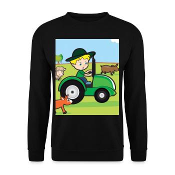 Grüner Traktor Geburtstag Bauernhof Tiere - Unisex Pullover - Schwarz - Vorne - Alina (178cm) & Michal (187cm)