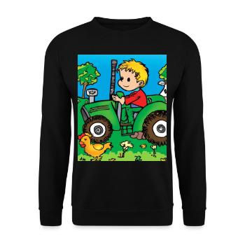 Grüner Traktor Geburtstag Bauernhof Tiere - Unisex Pullover - Schwarz - Vorne - Alina (178cm) & Michal (187cm)