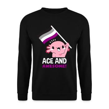 Asexuell Axolotl - Unisex Pullover - Schwarz - Vorne - Alina (178cm) & Michal (187cm)