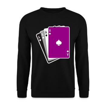 Asexuell Karten Flagge - Unisex Pullover - Schwarz - Vorne - Alina (178cm) & Michal (187cm)
