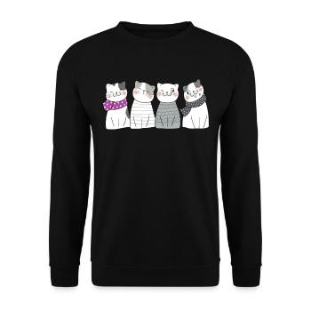 Asexuell Katzen - Unisex Pullover - Schwarz - Vorne - Alina (178cm) & Michal (187cm)