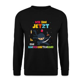 Ich bin jetzt ein Kindergartenkind Ninja - Unisex Pullover - Schwarz - Vorne - Alina (178cm) & Michal (187cm)