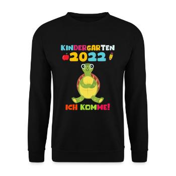 Kindergarten 2022 Ich Komme Schildkröte - Unisex Pullover - Schwarz - Vorne - Alina (178cm) & Michal (187cm)