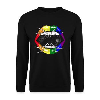 LGBTQ Regenbogen Lippen Halloween - Unisex Pullover - Schwarz - Vorne - Alina (178cm) & Michal (187cm)